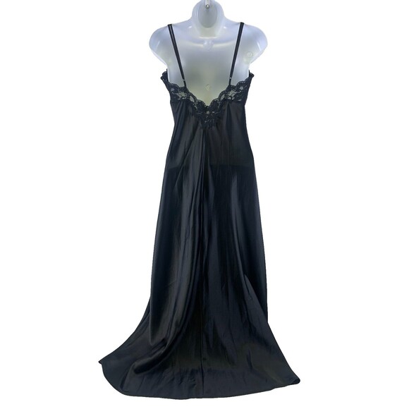 Victorias Secret Long Black Lace Satin Gown High Slit V-Neck Adjustable Medium - Picture 5 of 11